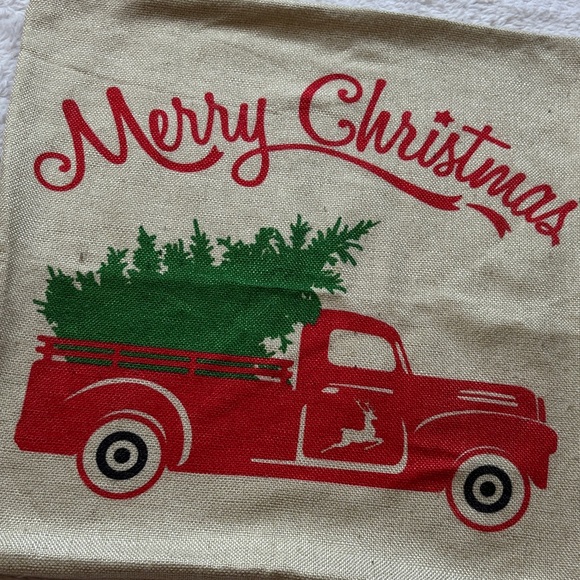 Christmas Farmhouse Throw Pillow Covers Set - Red Plaid & Cream Truck - Picture 7 of 10